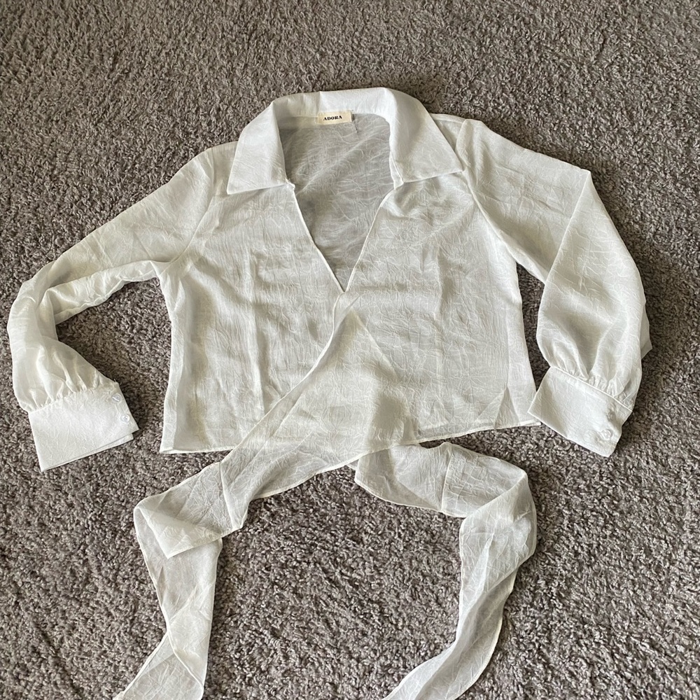 Adora Collared Long Sleeve Wrap Top Nip - image 5